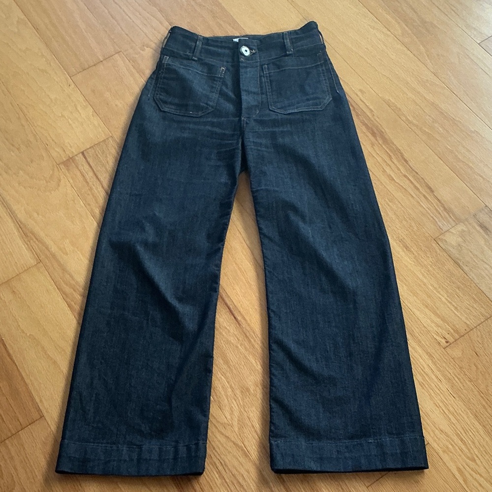 Anthropologie Maeve Dark Blue Flare & Wide Leg Jeans